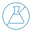 An icon depicting a laboratory flask inside a circle with a diagonal line crossing it, symbolizing prohibition or restriction.