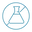 An icon depicting a laboratory flask inside a circle with a diagonal line crossing it, symbolizing prohibition or restriction.