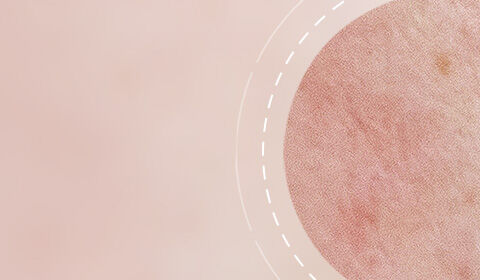 Abstract background featuring a soft pink gradient and a circular detail with a textured appearance.