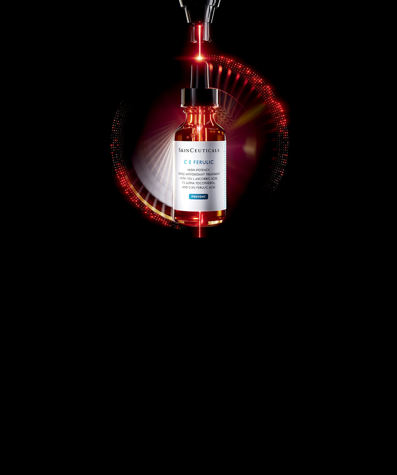 Un primo piano di una bottiglia di Skinceuticals HA Intensifier Multi-Glycan, su uno sfondo sfumato​