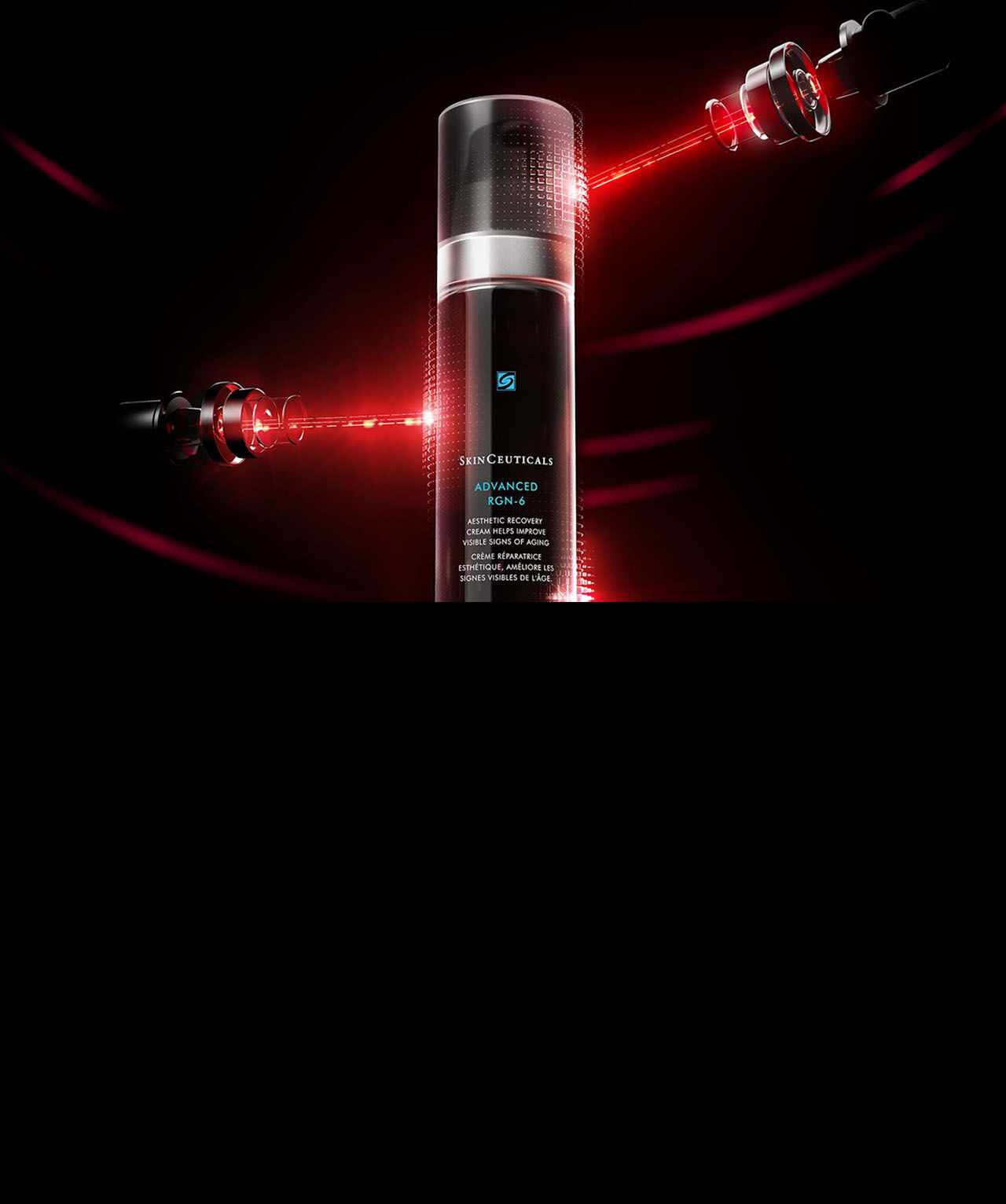 Un primo piano di un flacone di SkinCeuticals HA Intensifier Multi-Glycan, su uno sfondo sfumato.